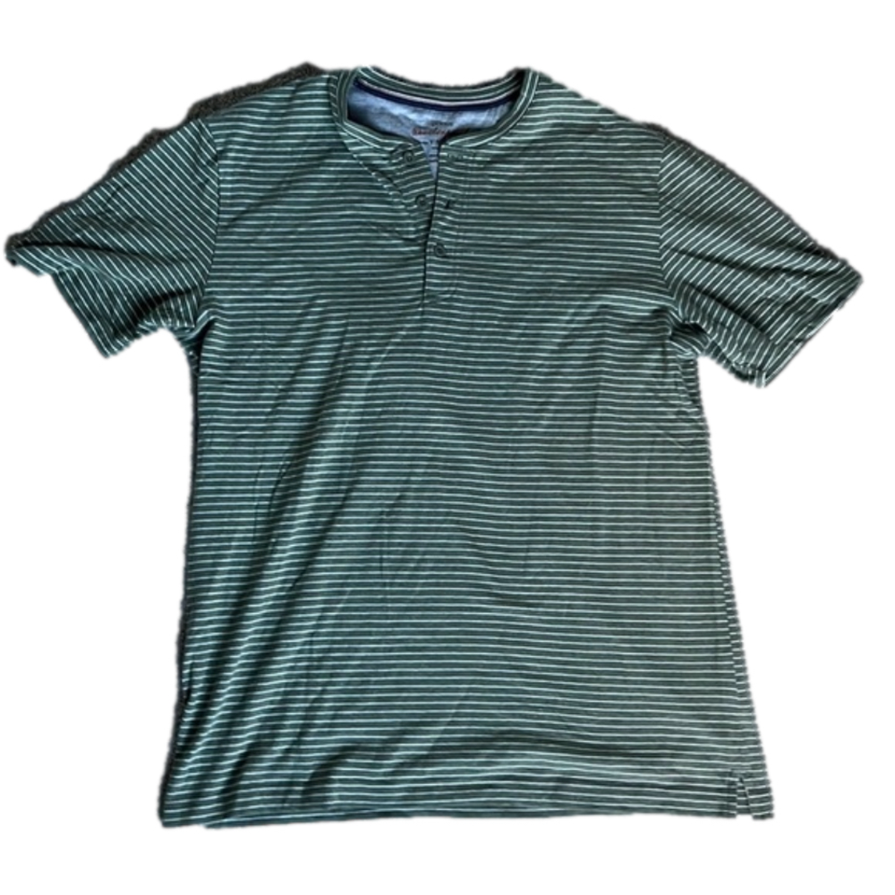 SIZE large green and white original weatherproof vintage striped golf t shirt